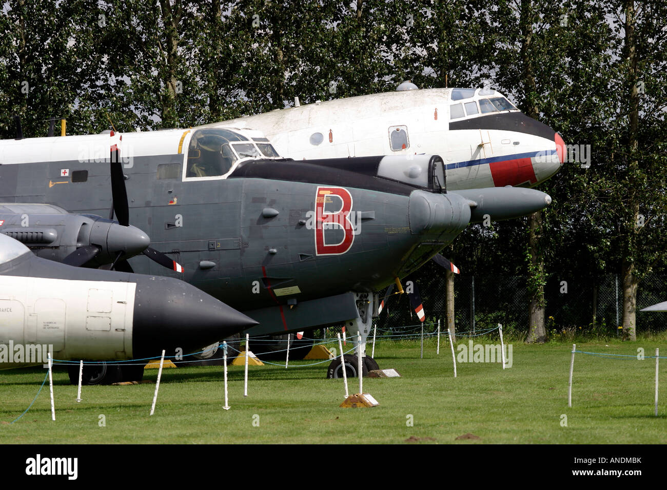 Handley Page Hastings, AVROE (AVRO) Shackleton, and English Electric Canberra, at Newark Air Museum Stock Photo