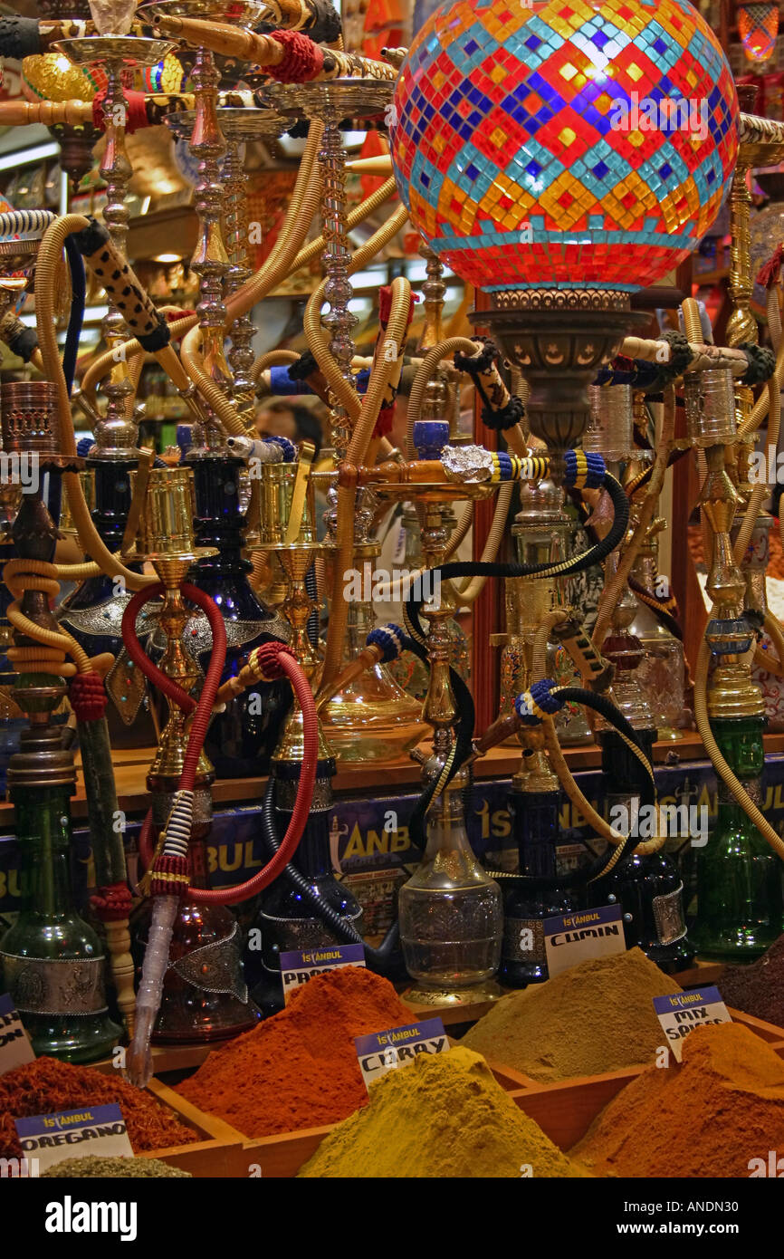 Hookah pipes for sale in old town Market in Istanbul Stock Photo - Alamy