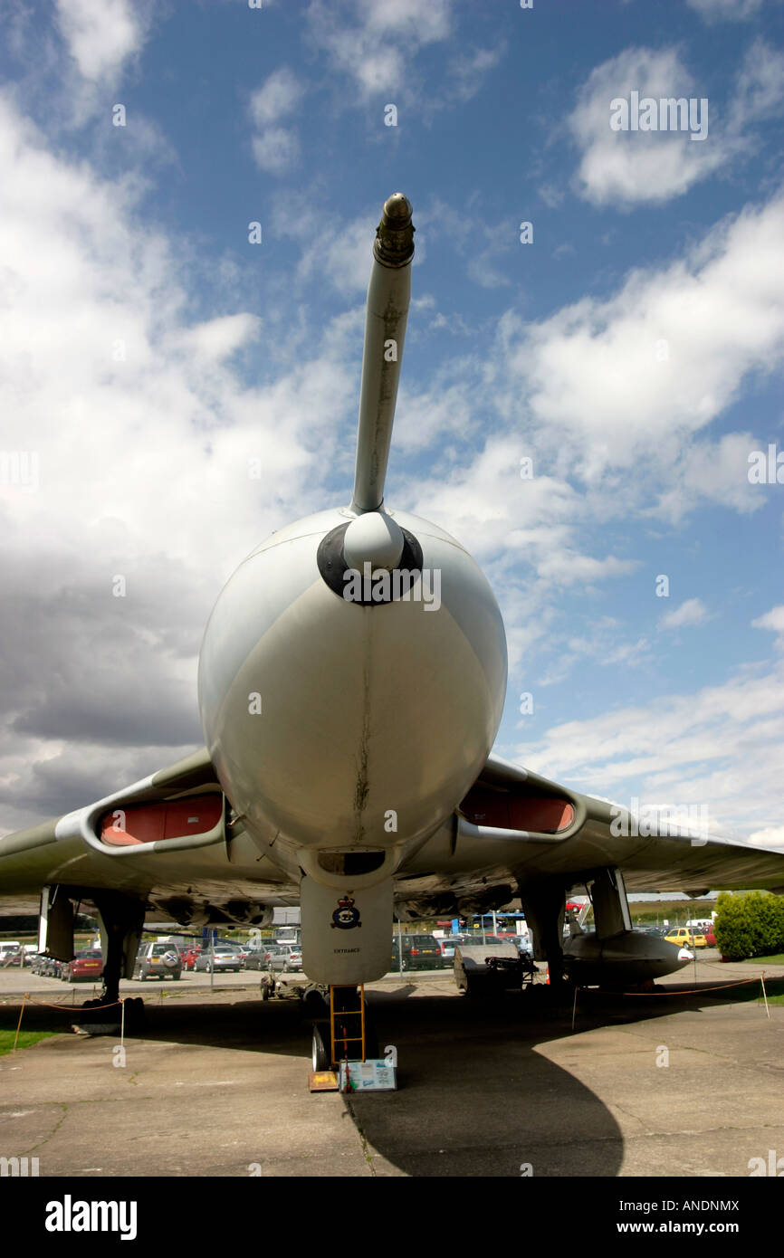 Front view of AVROE Vulcan bomber B 2 XM594, Newark Air Museum Stock Photo