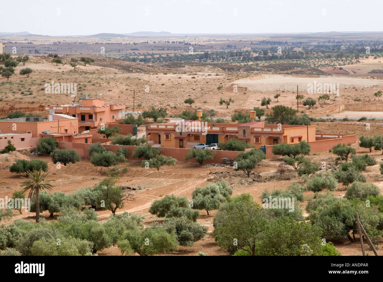 Jebal Nefusa, Libya. Houses near Issabiya. Metal or Masonry Water Storage Tanks on Rooftops