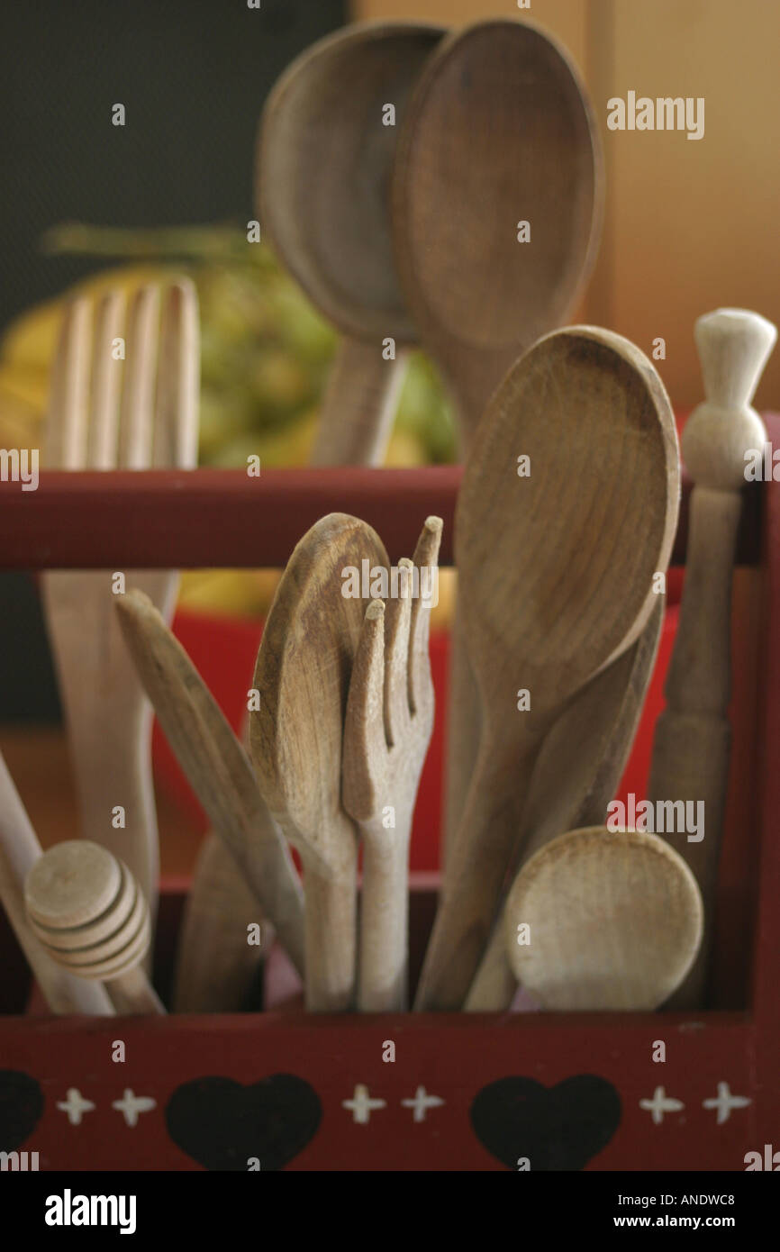 In the kitchen Kitchen tools wood Stock Photo
