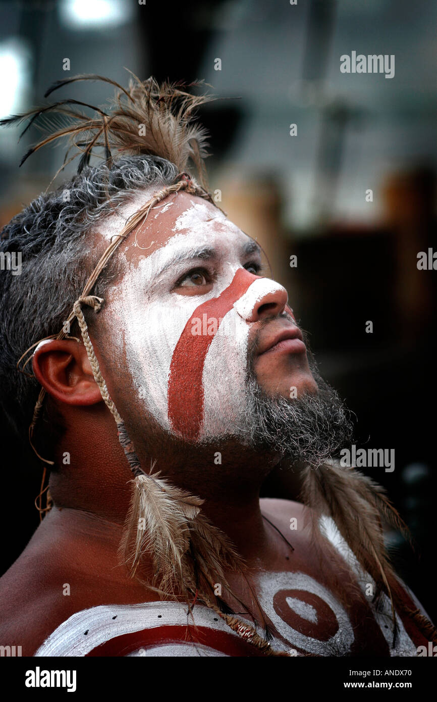 Aboriginal musician at Circular Quay Sydney Stock Photo