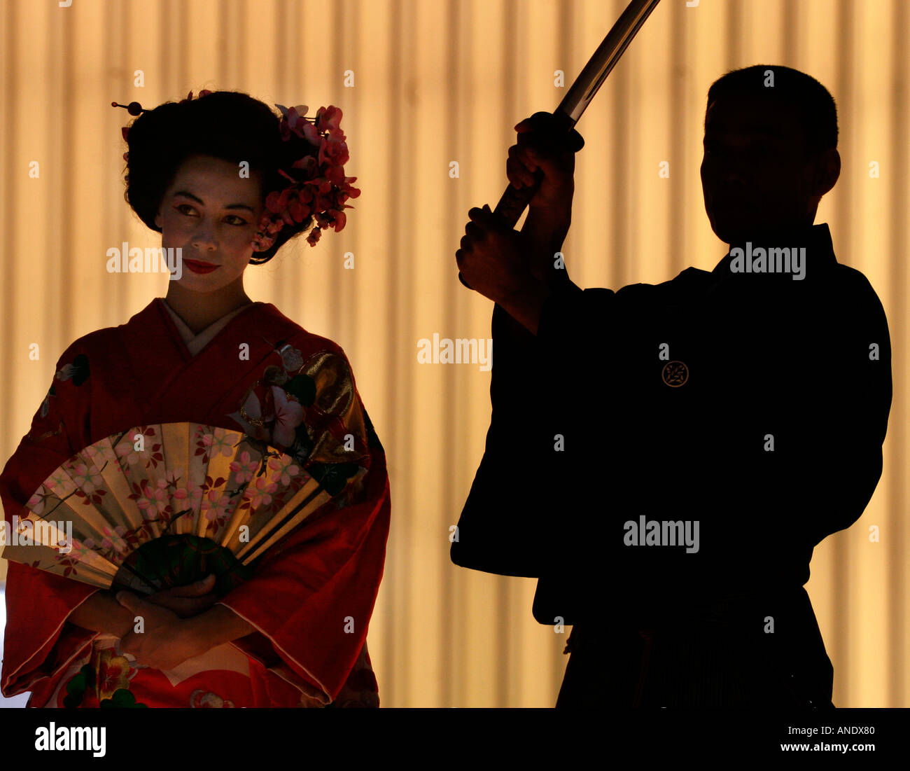 Japanese Shinto swordsman Stock Photo