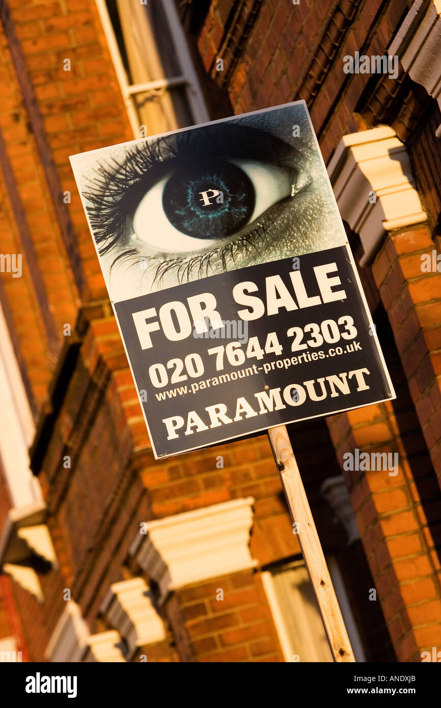 For Sale sign West Hampstead London United Kingdom Stock Photo