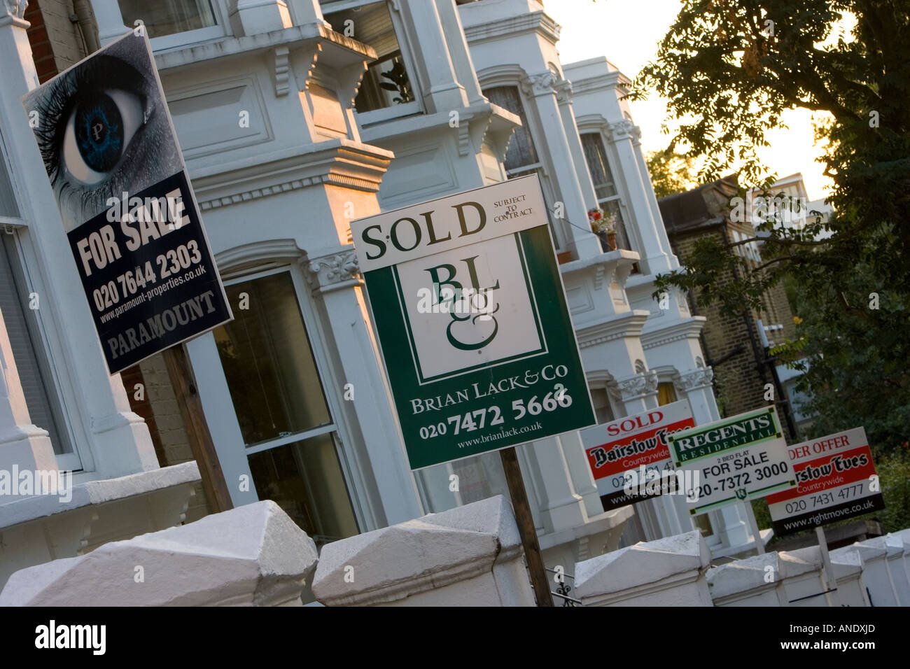 For Sale and Sold signs West Hampstead London United Kingdom Stock Photo
