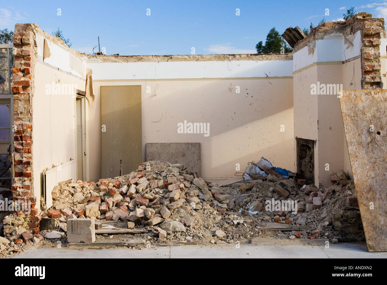 Construction site of demolished residential house Cirencester Gloucestershire UK Stock Photo