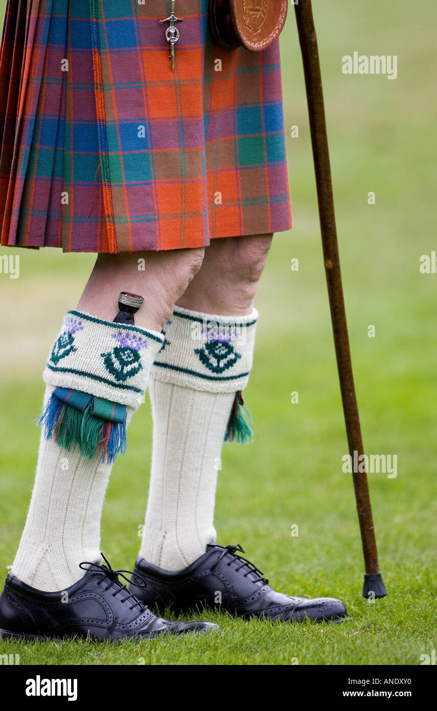 Dirk knife tucked into man s sock at the Braemar Games Highland Gathering Scotland UK Stock Photo