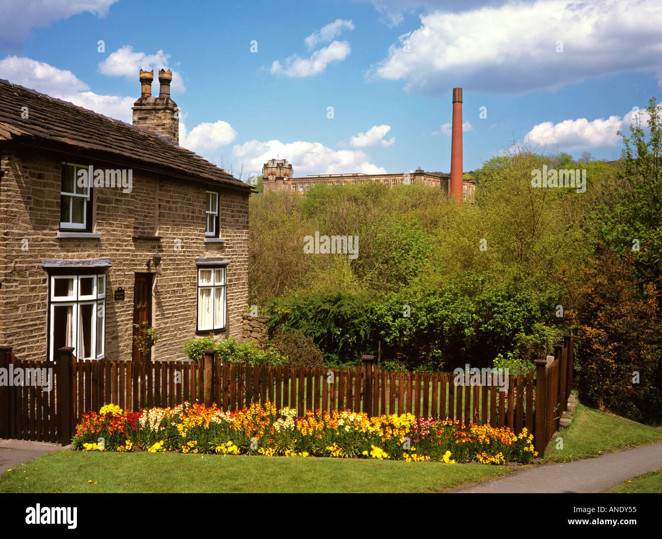Cheshire Bollington Aqueduct Cottage and Clarence Mill Stock Photo Alamy