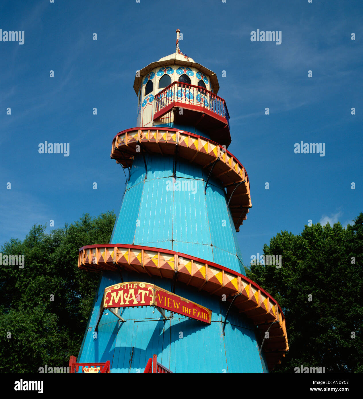 Cheshire Knutsford Pickmere Lake funfair helter skelter in 1980s Stock Photo