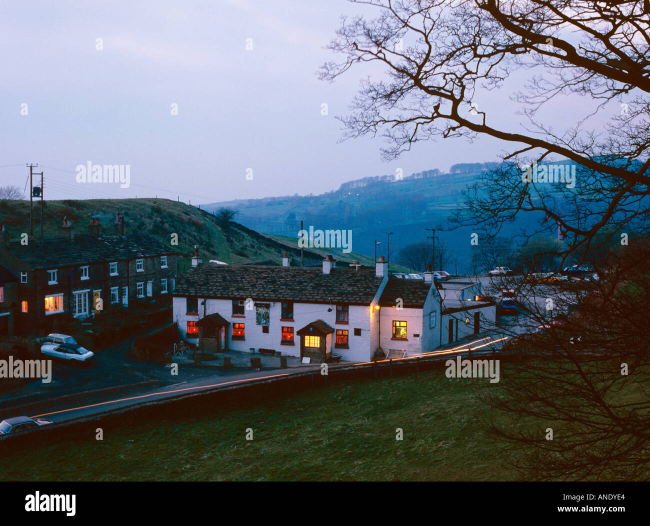 Cheshire Bollington Kerridge Redway Tavern at dusk Stock Photo Alamy