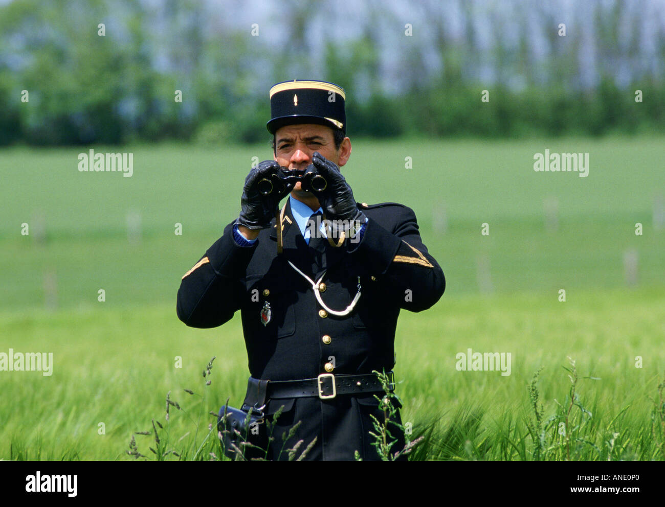 French gendarme police officer on security duty during Normandy celebrations France Stock Photo