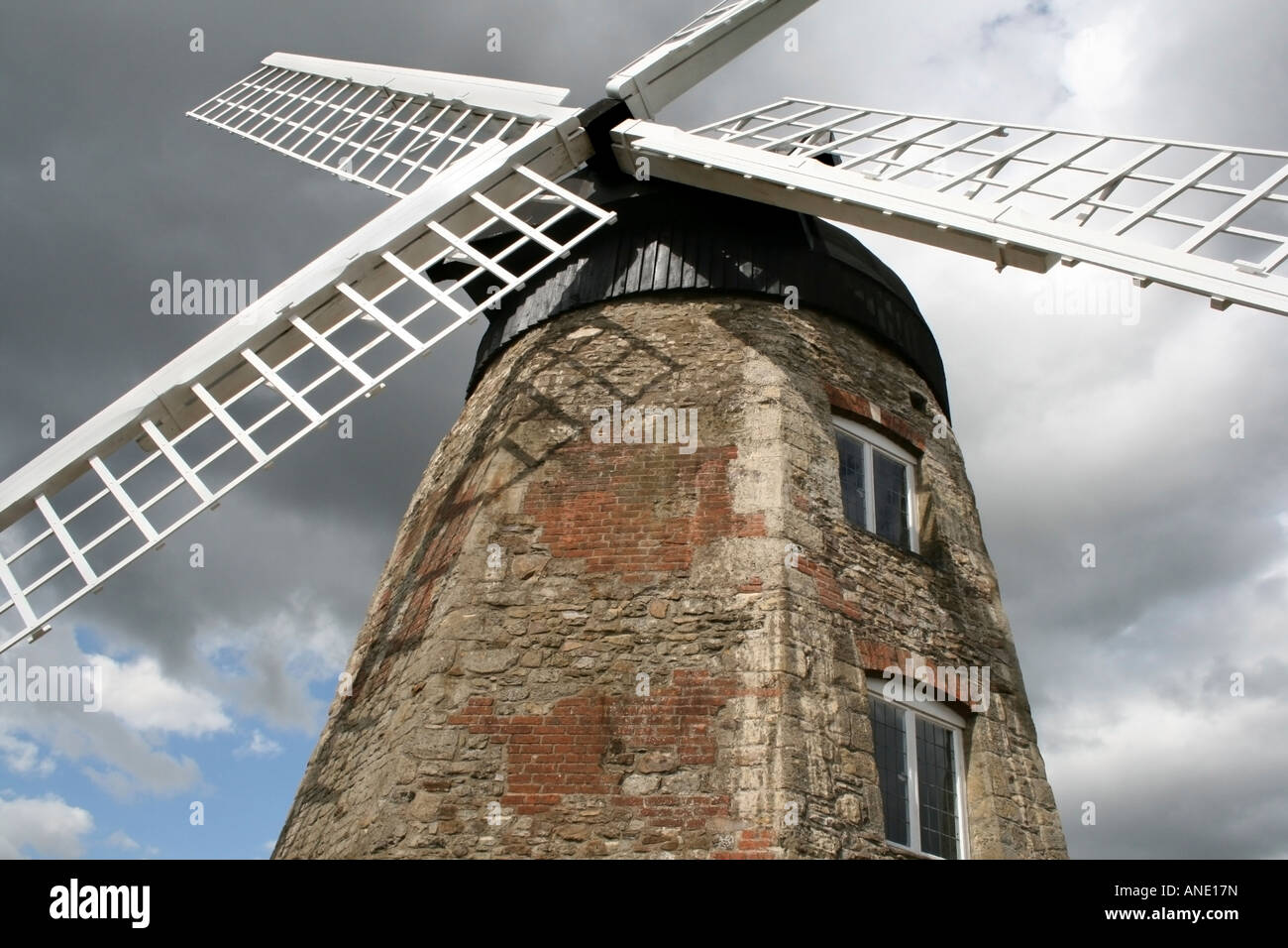 Wheatley Windmill, Oxford showing the octagonal tower and new sails