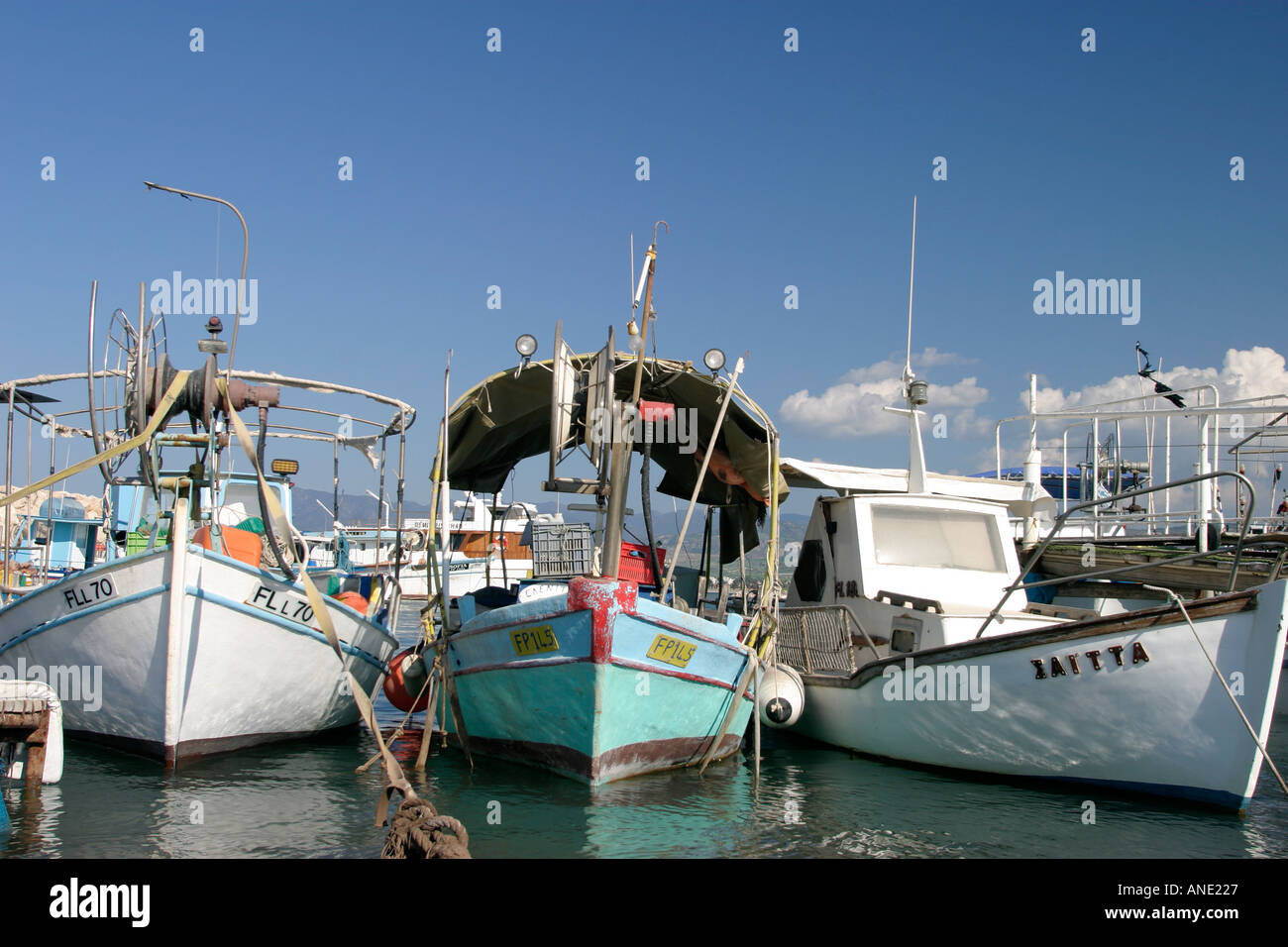 Boats rocking gently Latchi Harbour Cyprus Stock Photo - Alamy