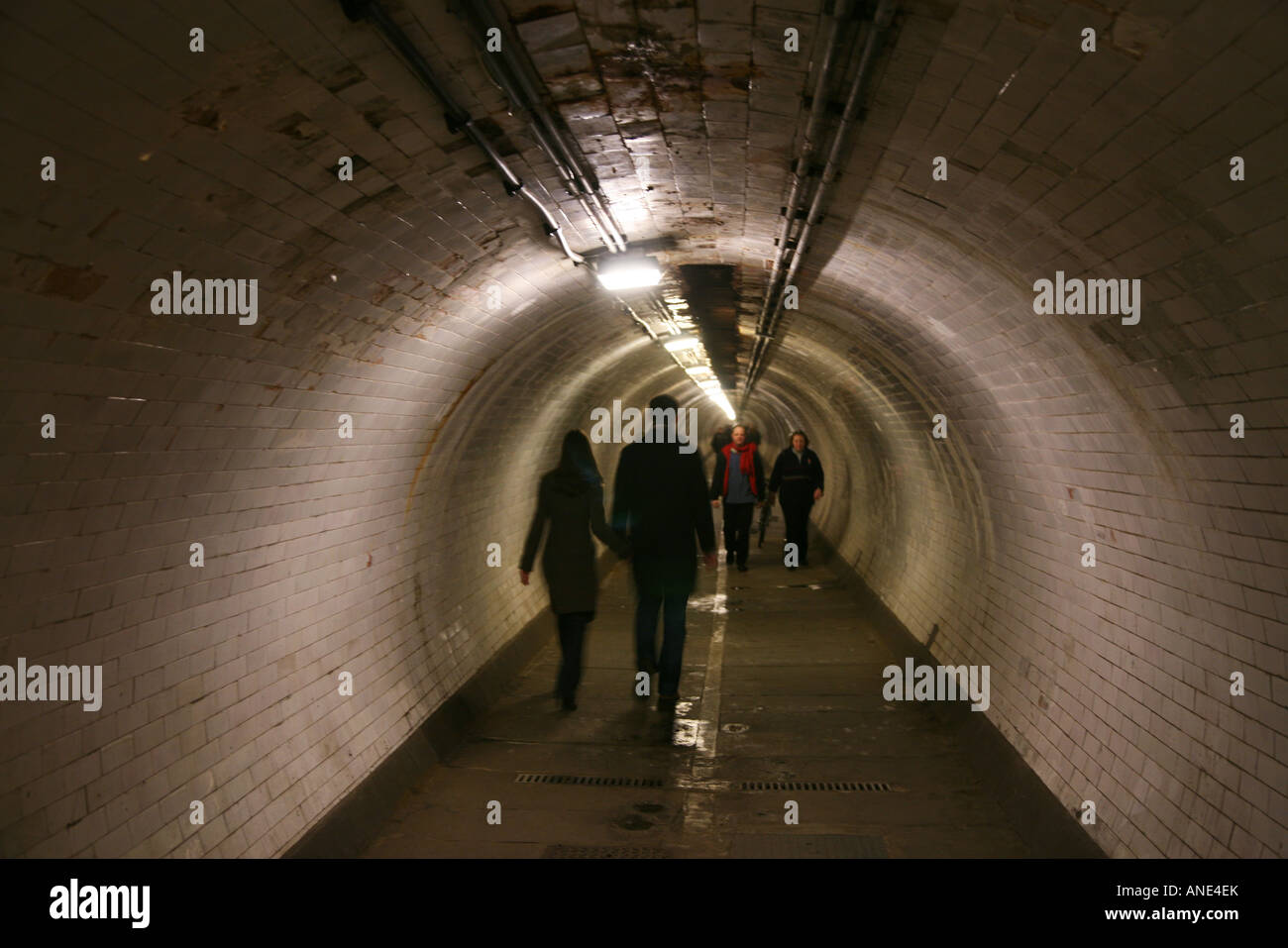Greenwich pedestrian tunnel London thames Stock Photo