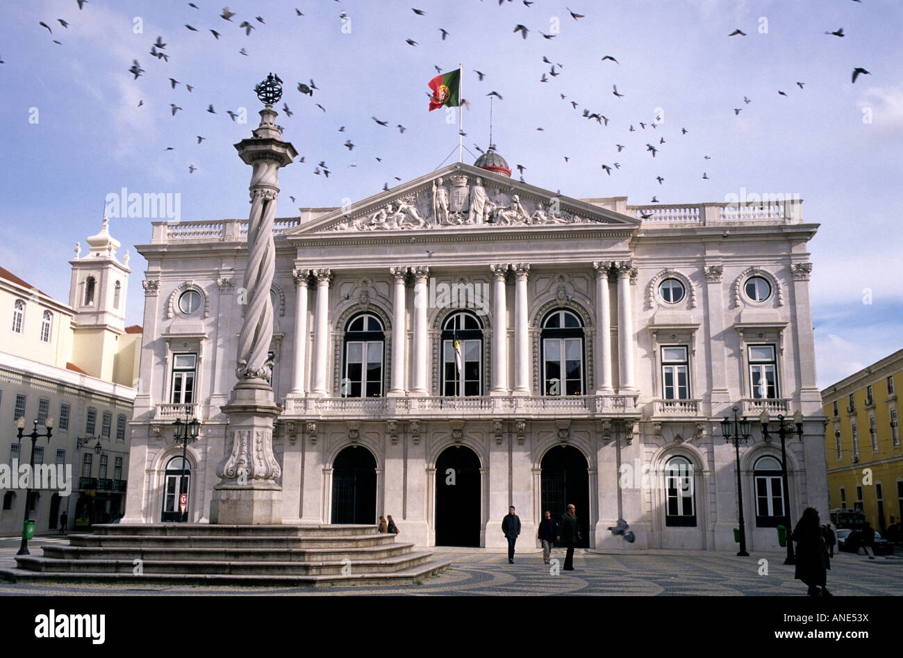 Lisbon Town Hall, located in the city's downtown (Baixa) district Stock