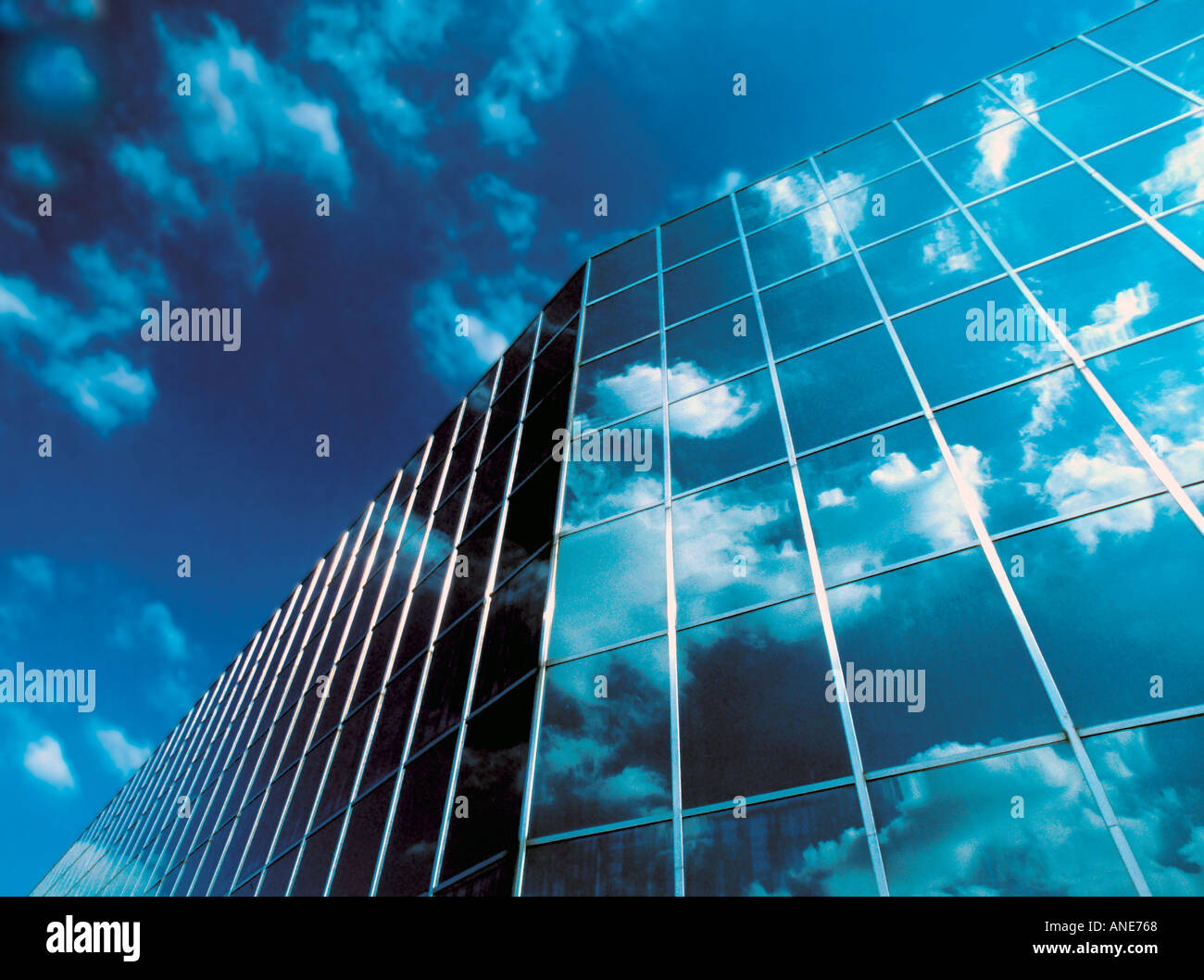 Reflection Clouds reflected in building Illusion h Stock Photo