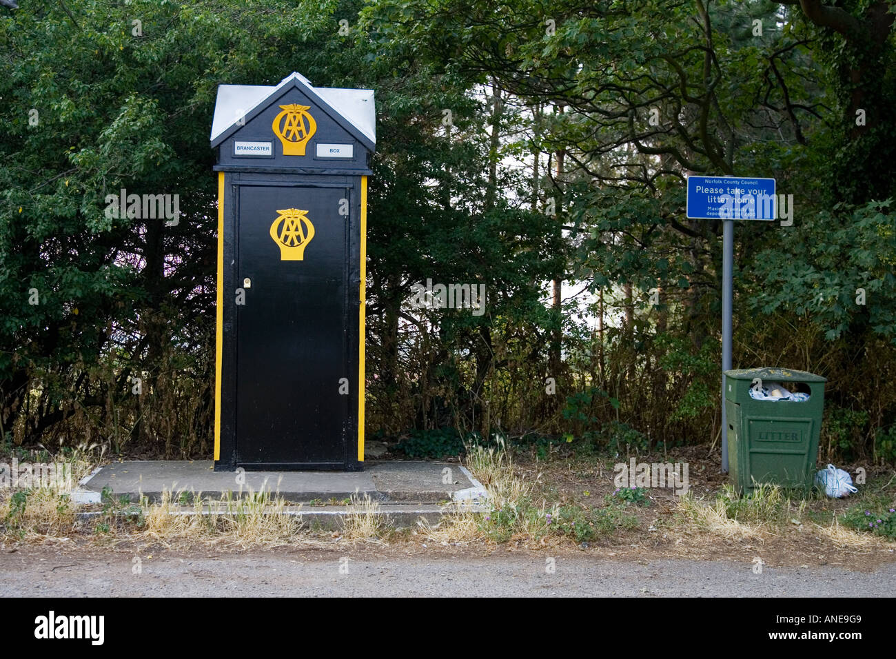 AA phone box for Automobile Association motorists in Brancaster Norfolk UK Stock Photo