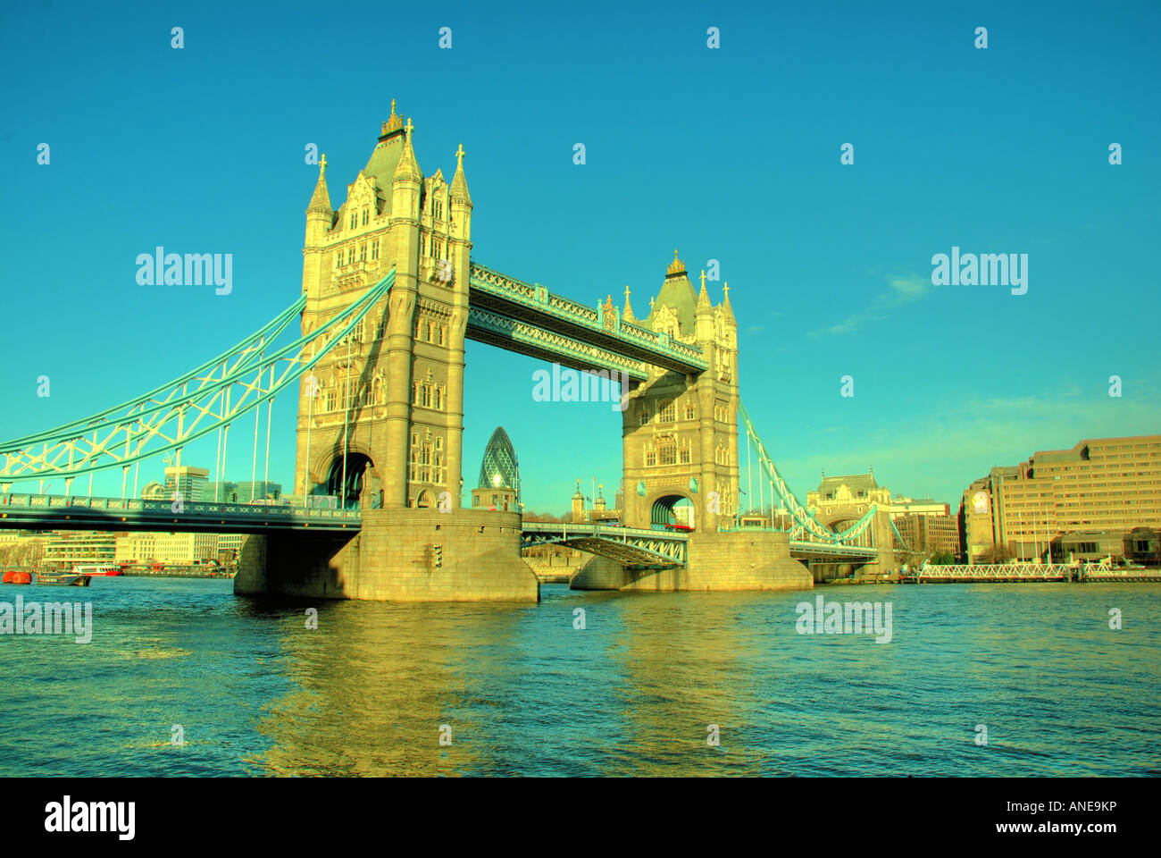 Tower Bridge, Tower of London, Gherkin Stock Photo