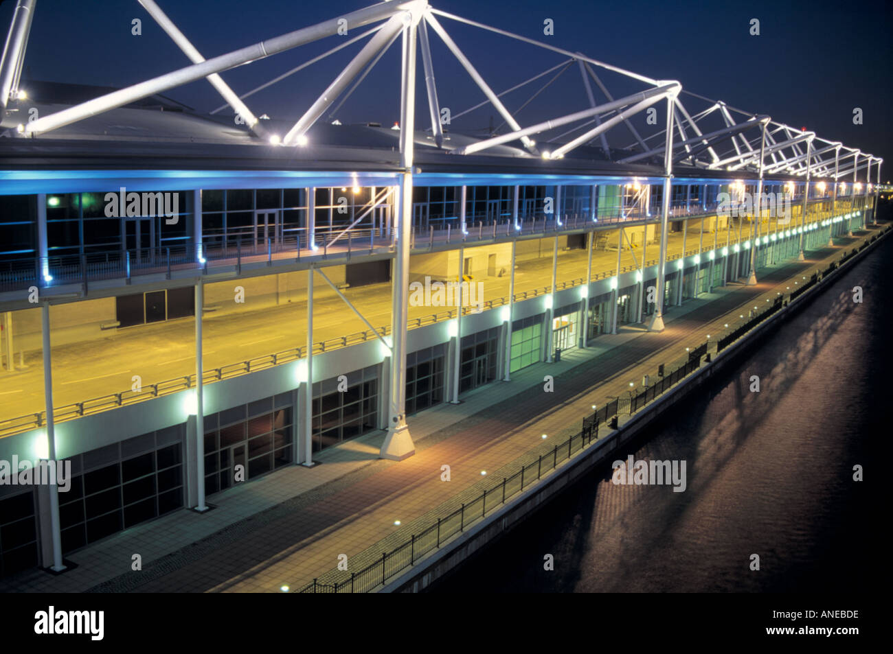 London s Excel Centre at Night Stock Photo