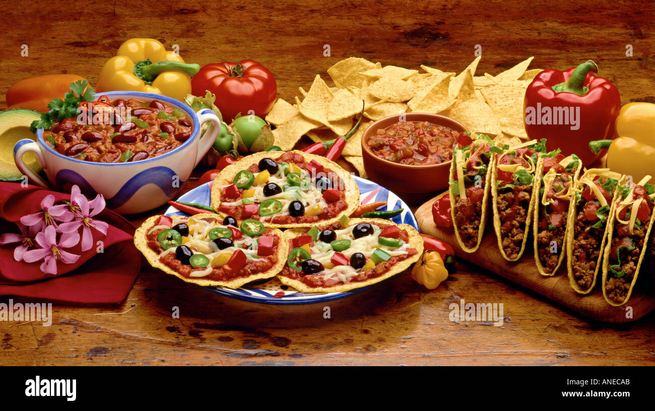 Selection of Mexican food, panorama Stock Photo