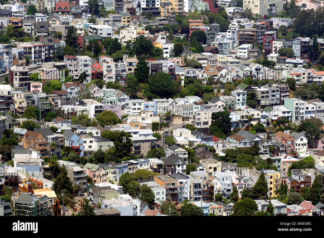Aerial View of San Francisco Residential Architecture Stock Photo