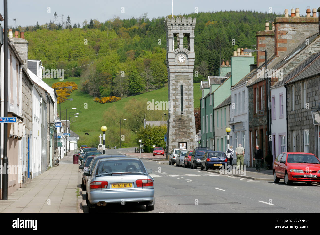 Main street of the village of Gatehouse of Fleet in Dumfries and
