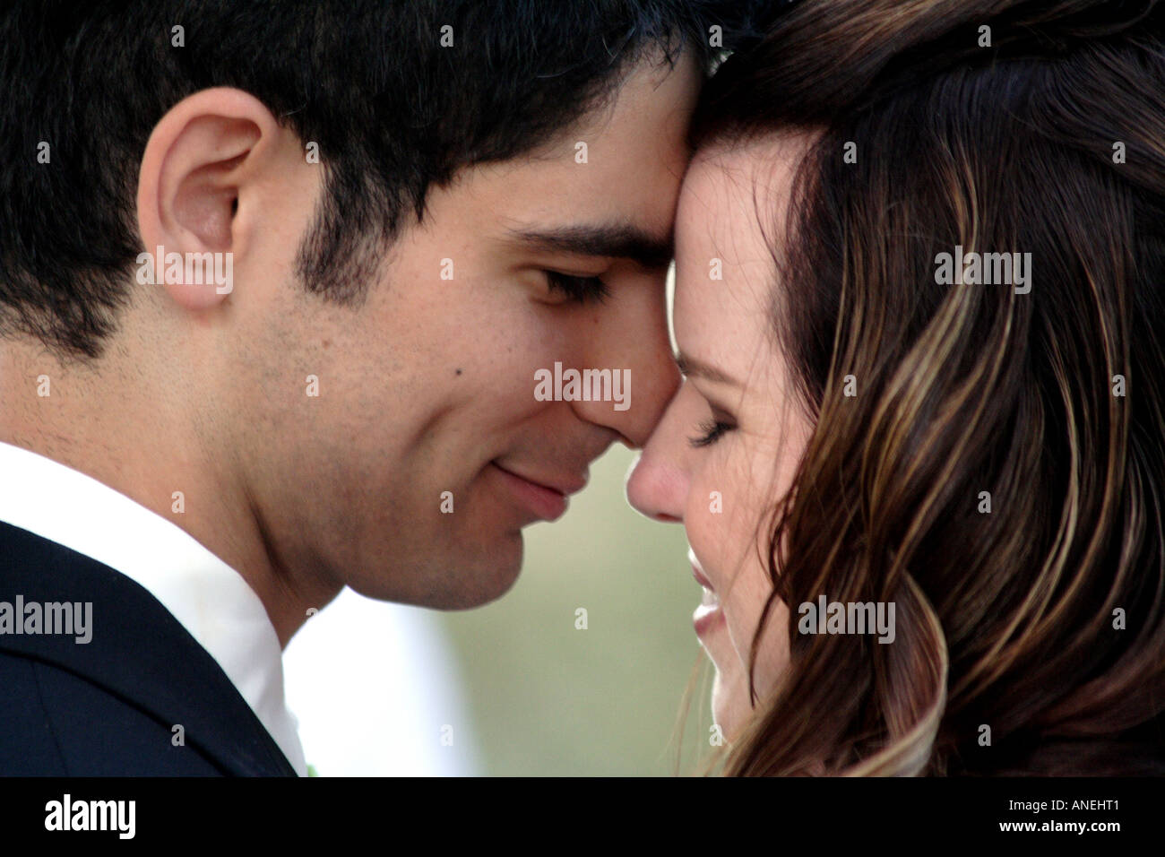 Bride and Groom Dancing the First Dance of their Wedding Reception Stock Photo