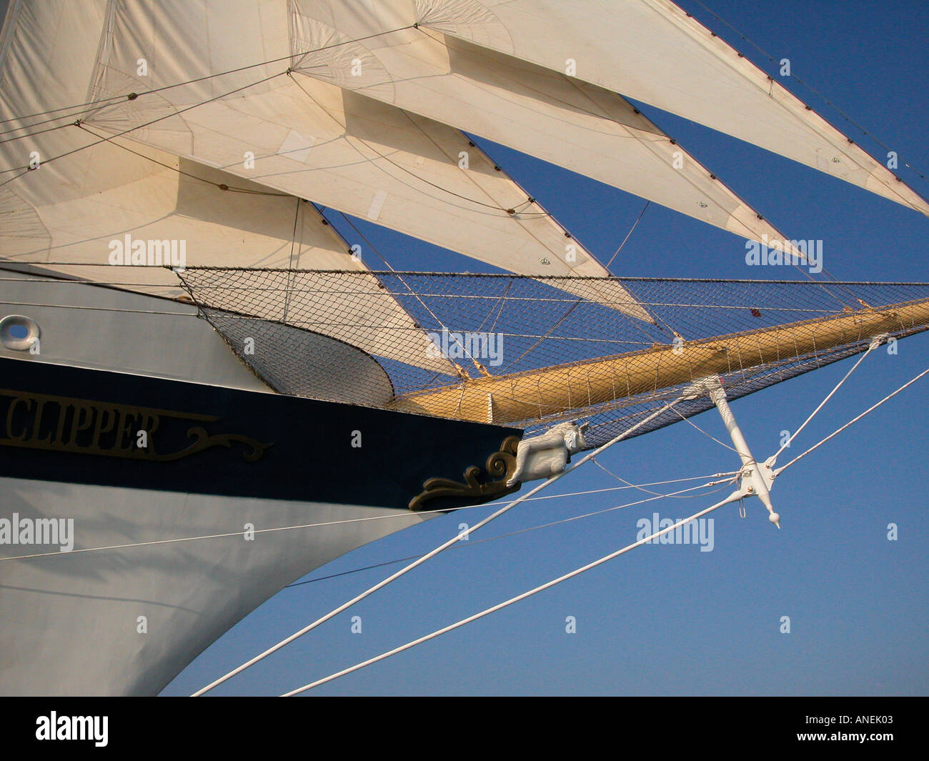 Bow of the five-masted sailing ship Royal Clipper Stock Photo