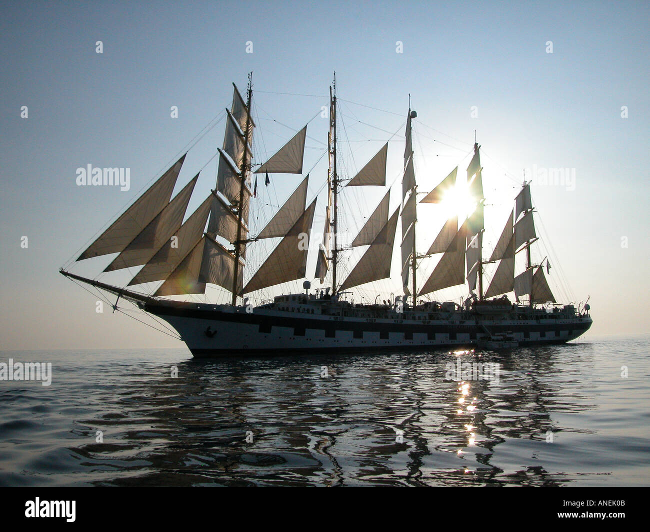 Five masted sailing ship Royal Clipper Stock Photo