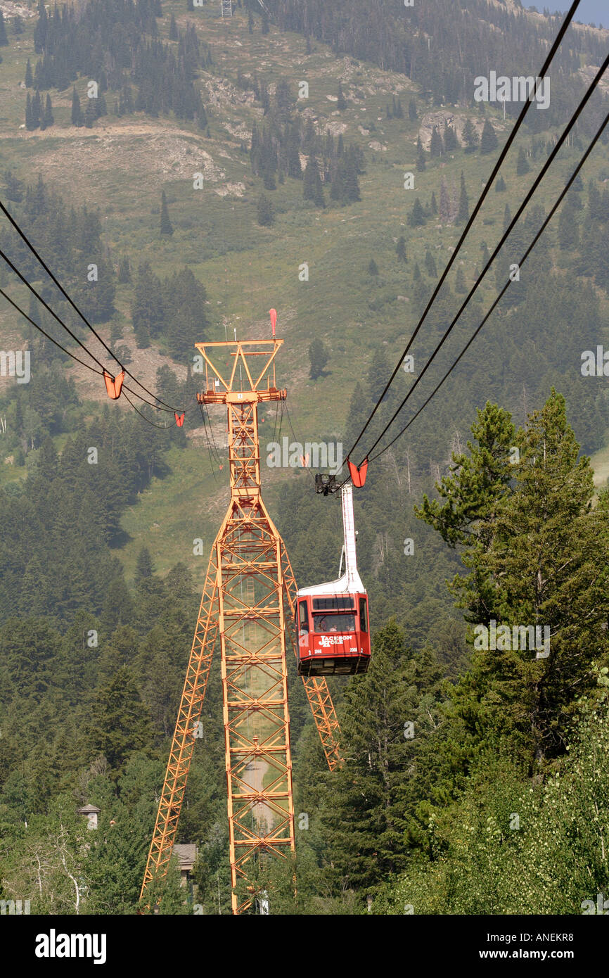 Cable Car Gondola from Teton Village, Jackson Hole, Wyoming, USA Stock