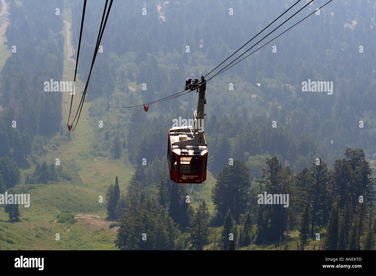 Cable Car Gondola from Teton Village, Jackson Hole, Wyoming, USA Stock