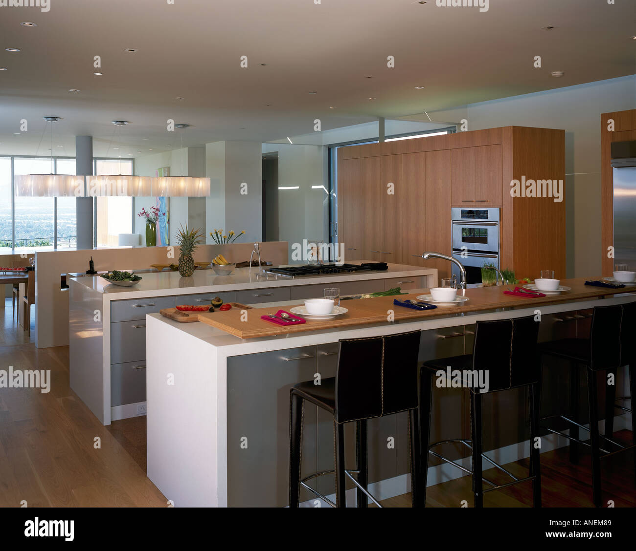 Brosmith Residence, Beverly Ranch, Los Angeles, California. Kitchen. Architect: SPF Architects - Zoltan Pali Stock Photo