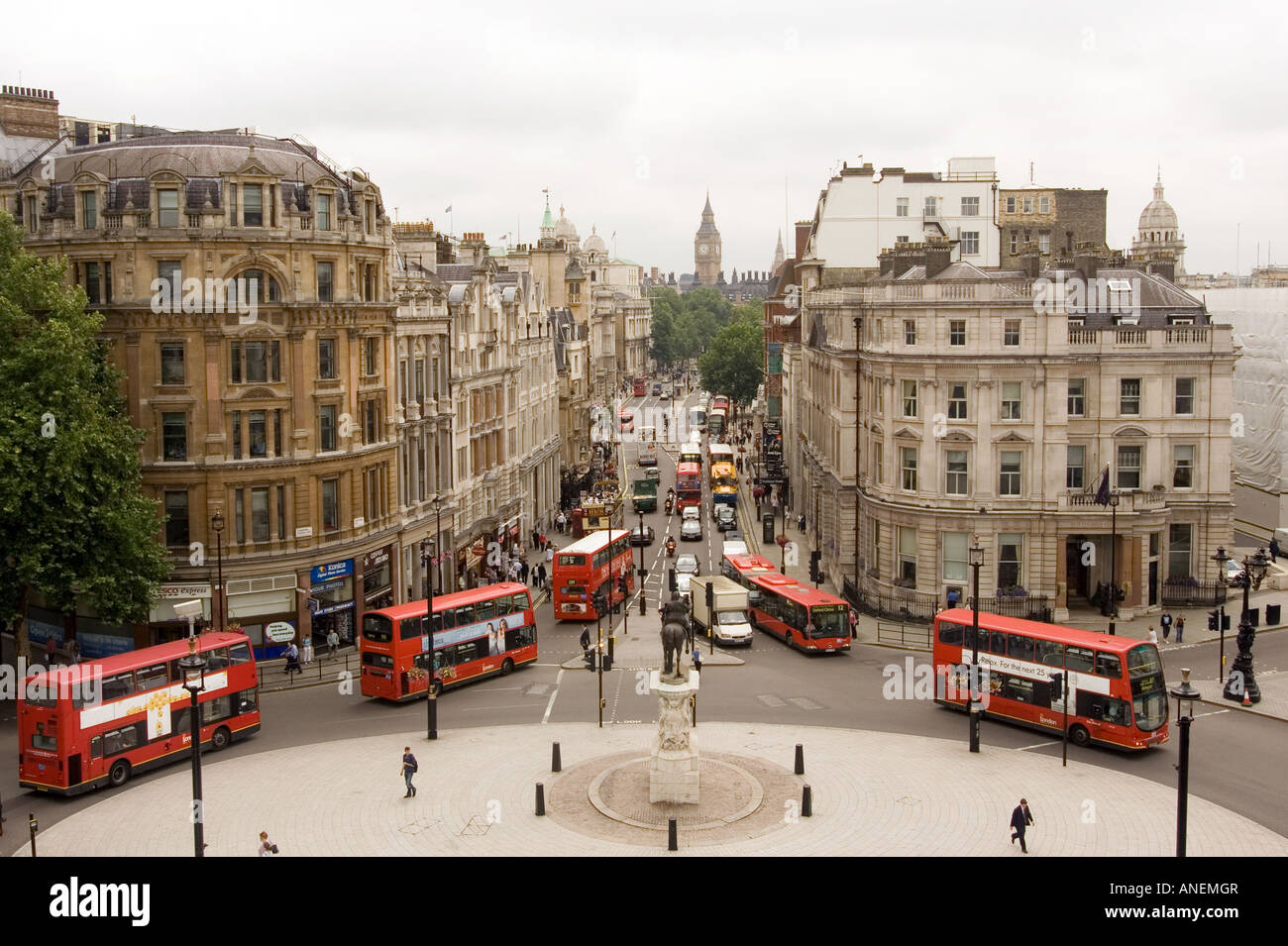 View down Whitehall from Trafalgar Square in London, England. Stock Photo