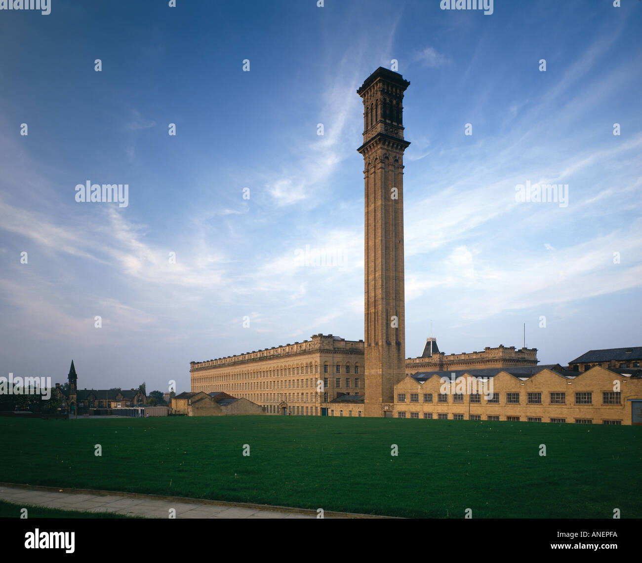 Manningham Mills / Lister's Mill, Bradford, Northern England, 1871. Disused textile mill complex, prior to redevelopment. Stock Photo