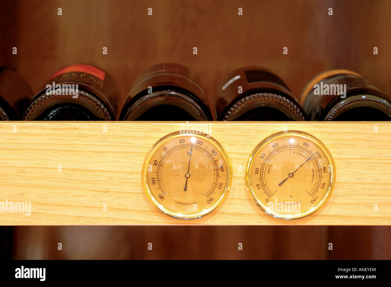 Inside view of Refrigerator and Humidity Regulator for Wine Bottles
