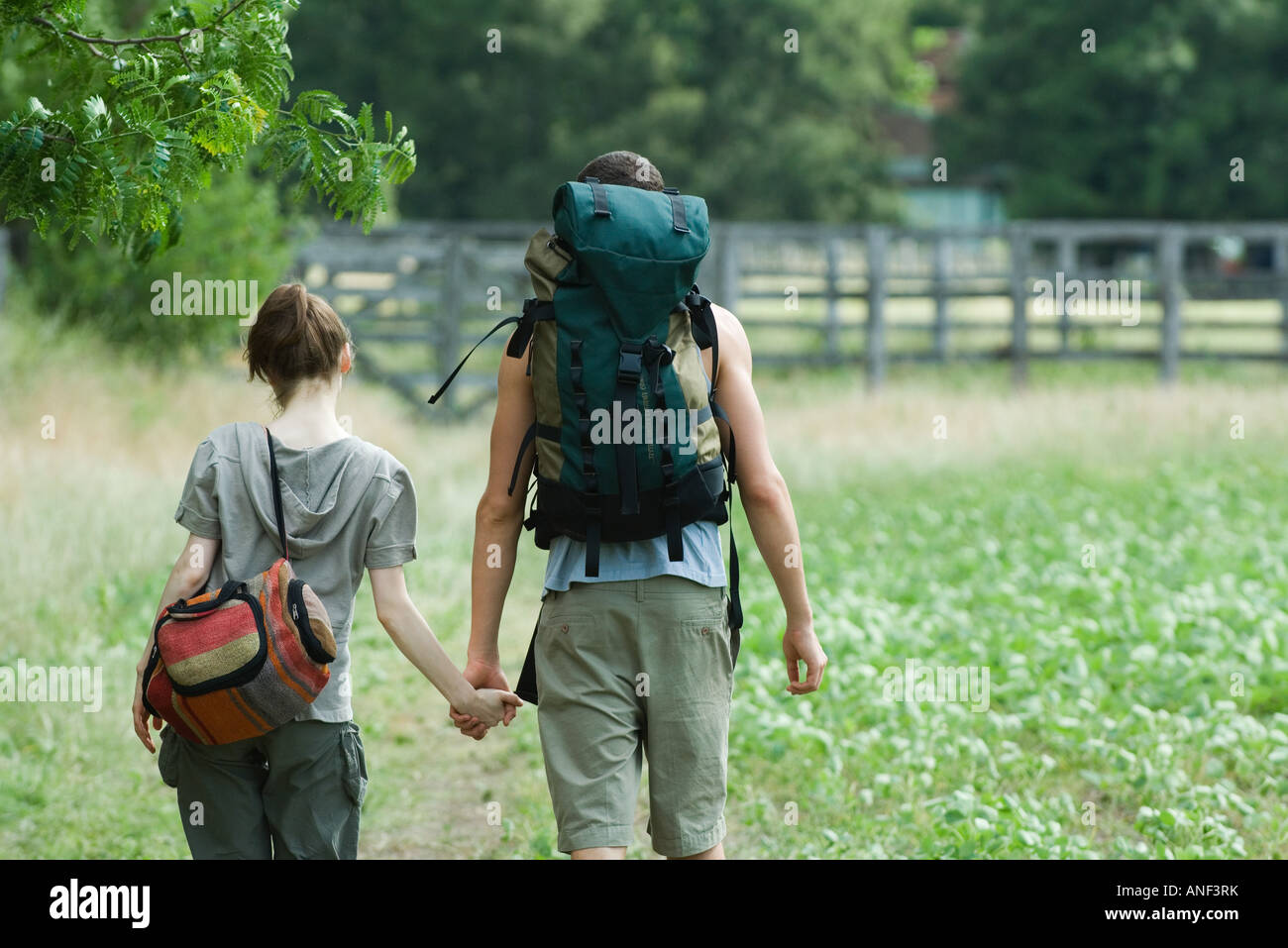 Back view young woman hiking hi-res stock photography and images - Alamy