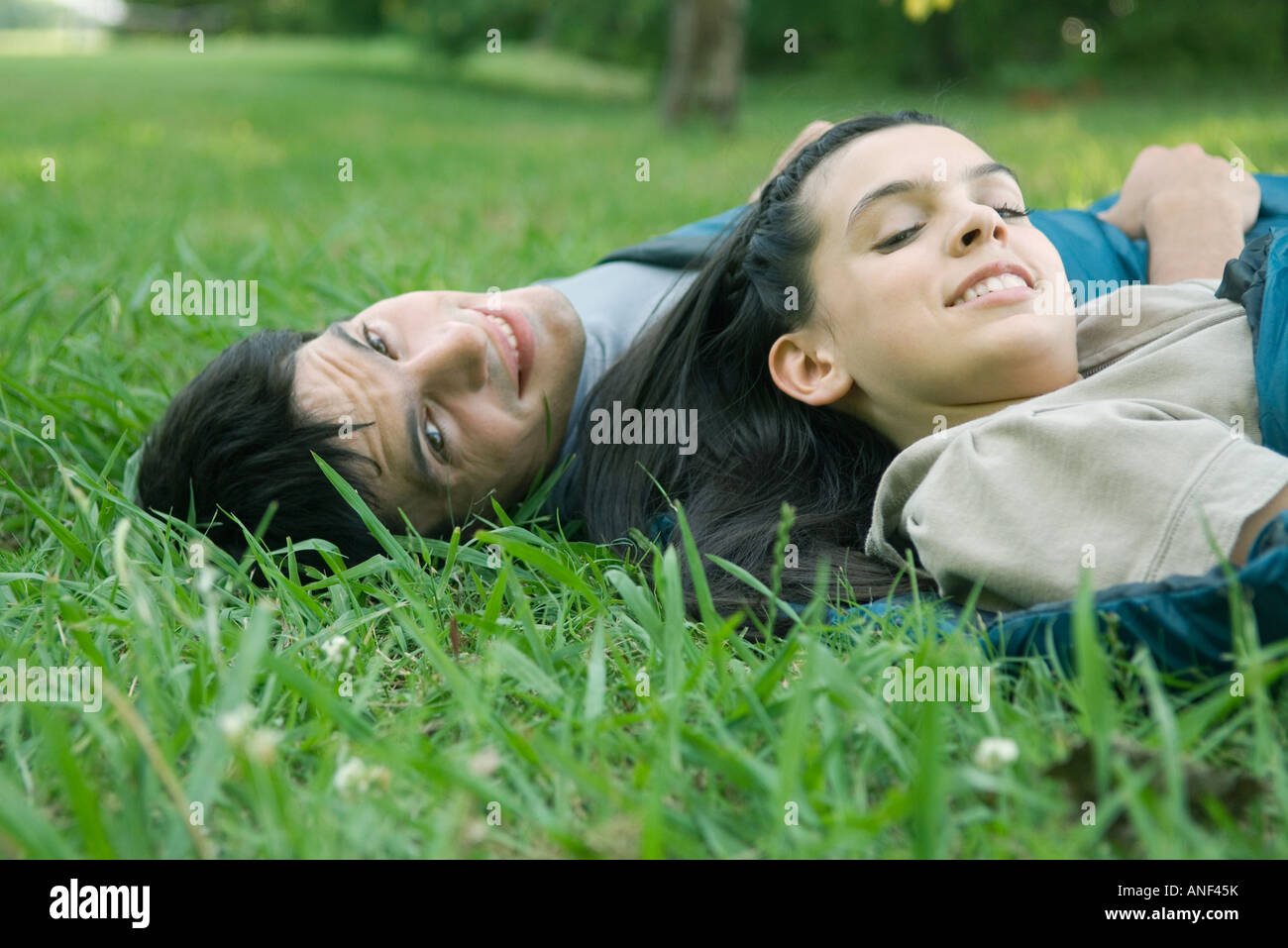 Young campers in sleeping bags Stock Photo Alamy