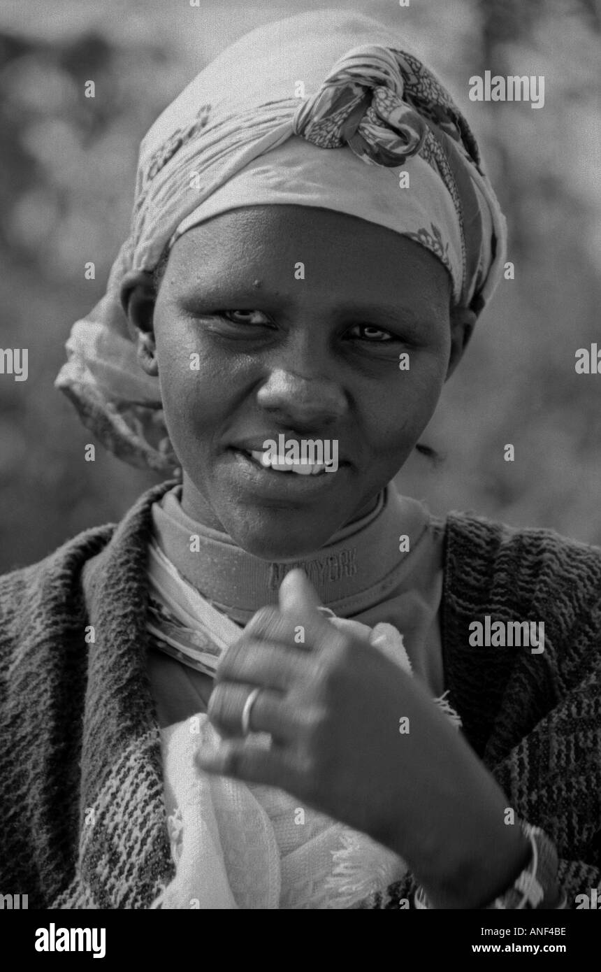 Powerful portrait of young black African Maasai woman in traditional clothing Eldoret Southern