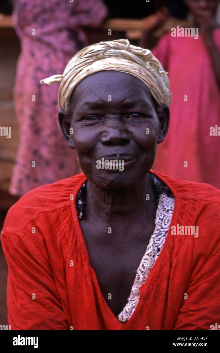 Powerful portrait of senile black African woman in traditional