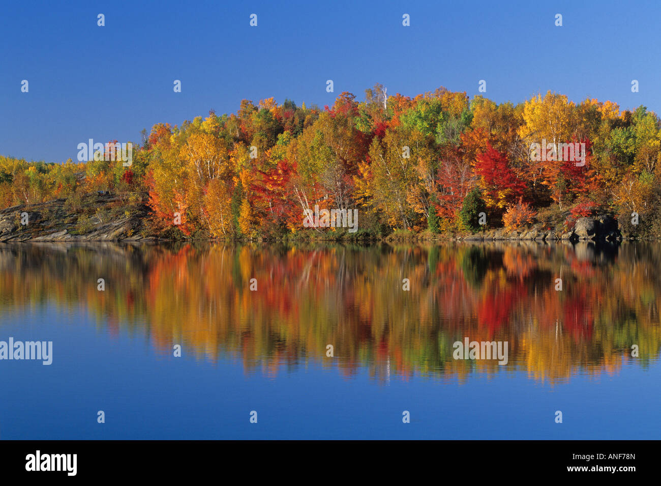 Simon Lake reflection, Naughton, Ontario, Canada Stock Photo Alamy