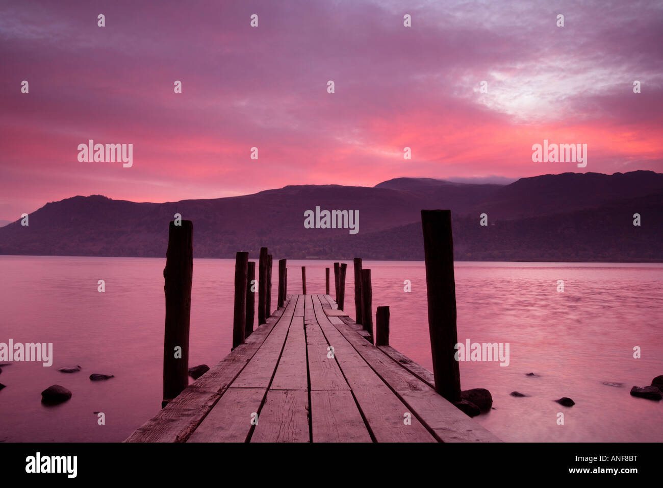 'Sunrise' on 'Derwent water' 'Lake District' Stock Photo
