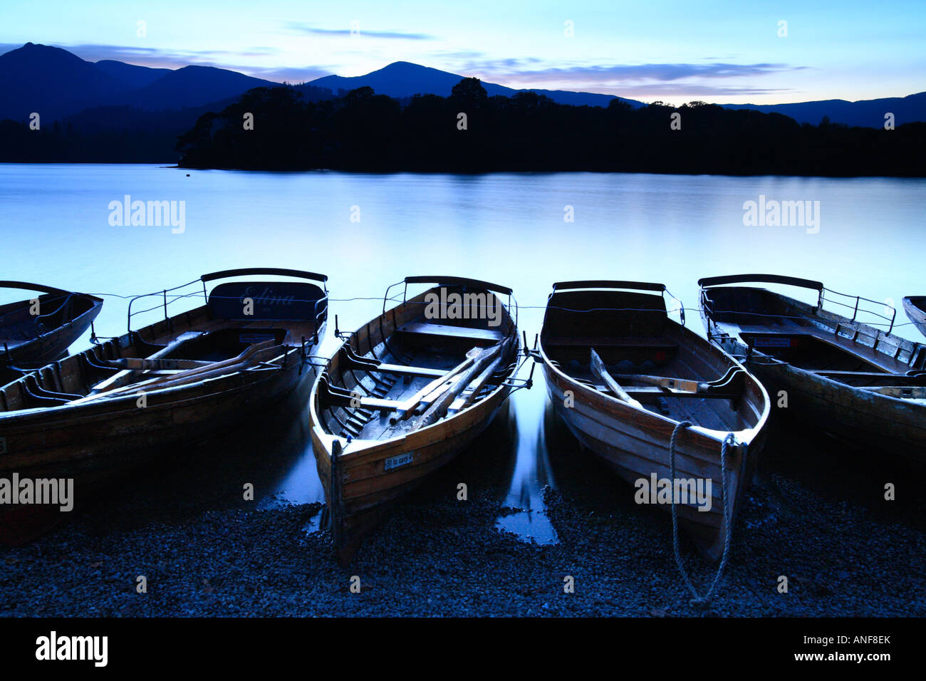 'Rowing boats' on 'Derwent water' at Crow Park, Keswick, Lake District. Stock Photo