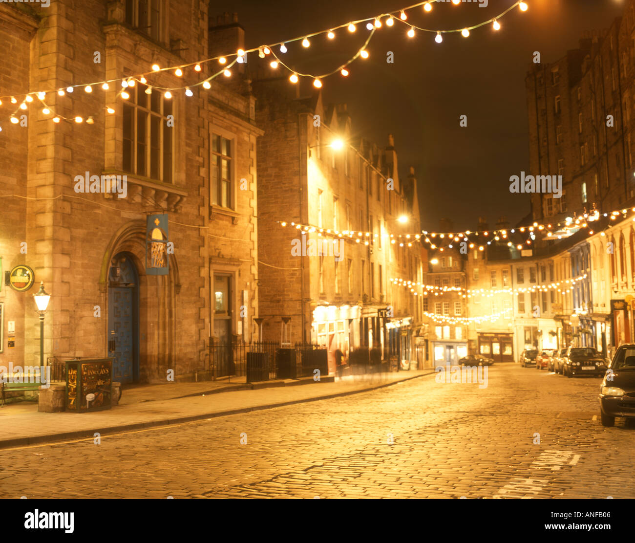 Christmas Decorations The Old Town Edinburgh Scotland Stock Photo Alamy