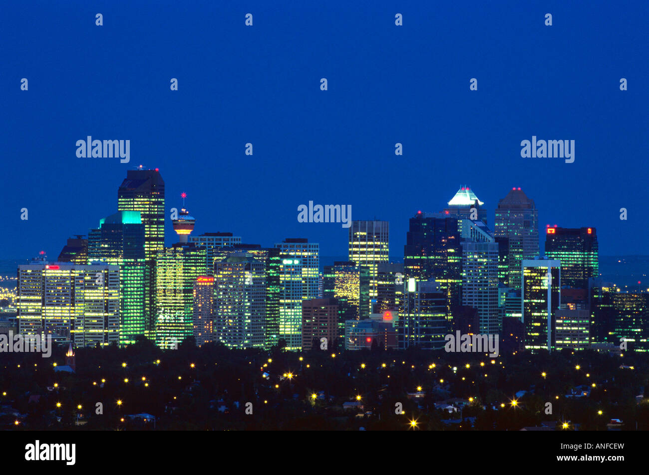 Downtown Calgary at night, Alberta, Canada Stock Photo - Alamy