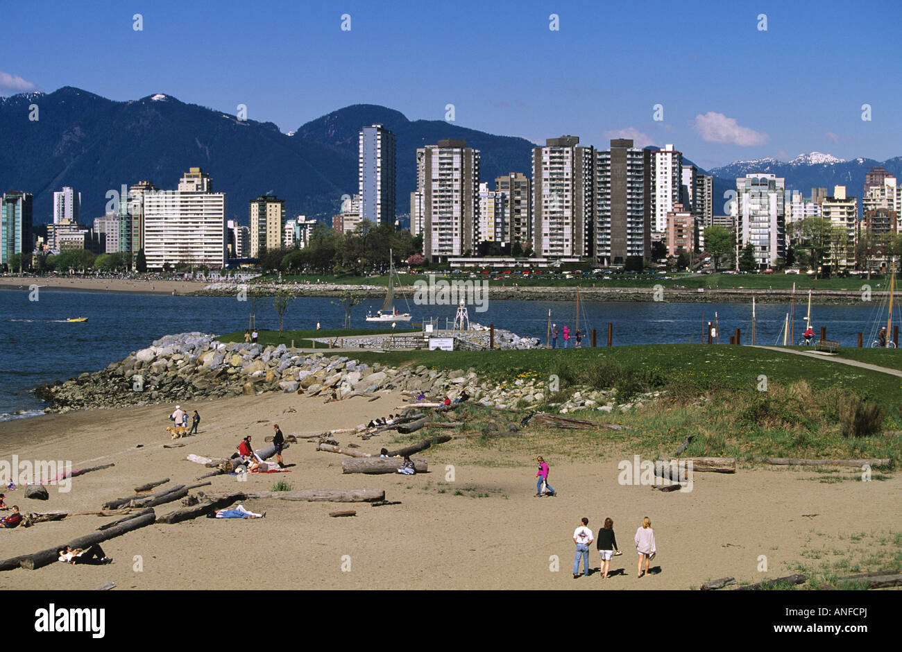 kitsalano beach across from the westend of Vancouver, British Columbia, Canada Stock Photo