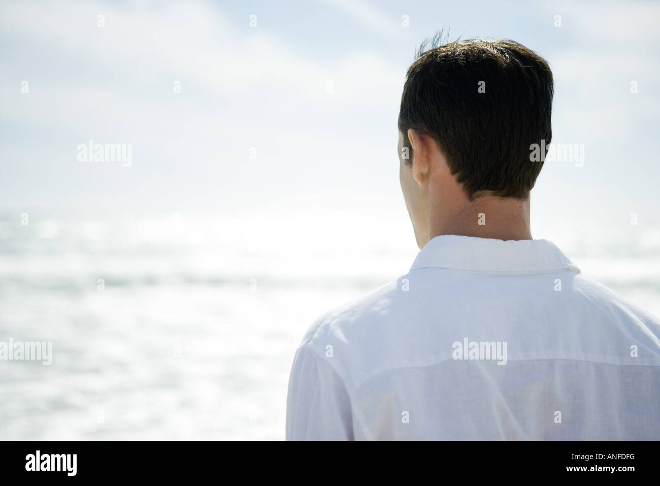 Man Looking At Ocean, Rear View Stock Photo - Alamy