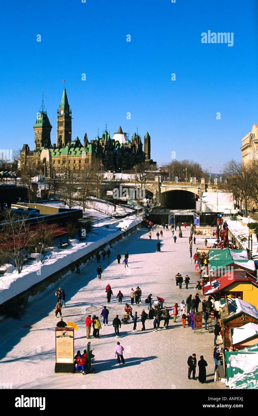 Ice skating along the Rideau Canal, Ottawa, Canada Stock Photo Alamy