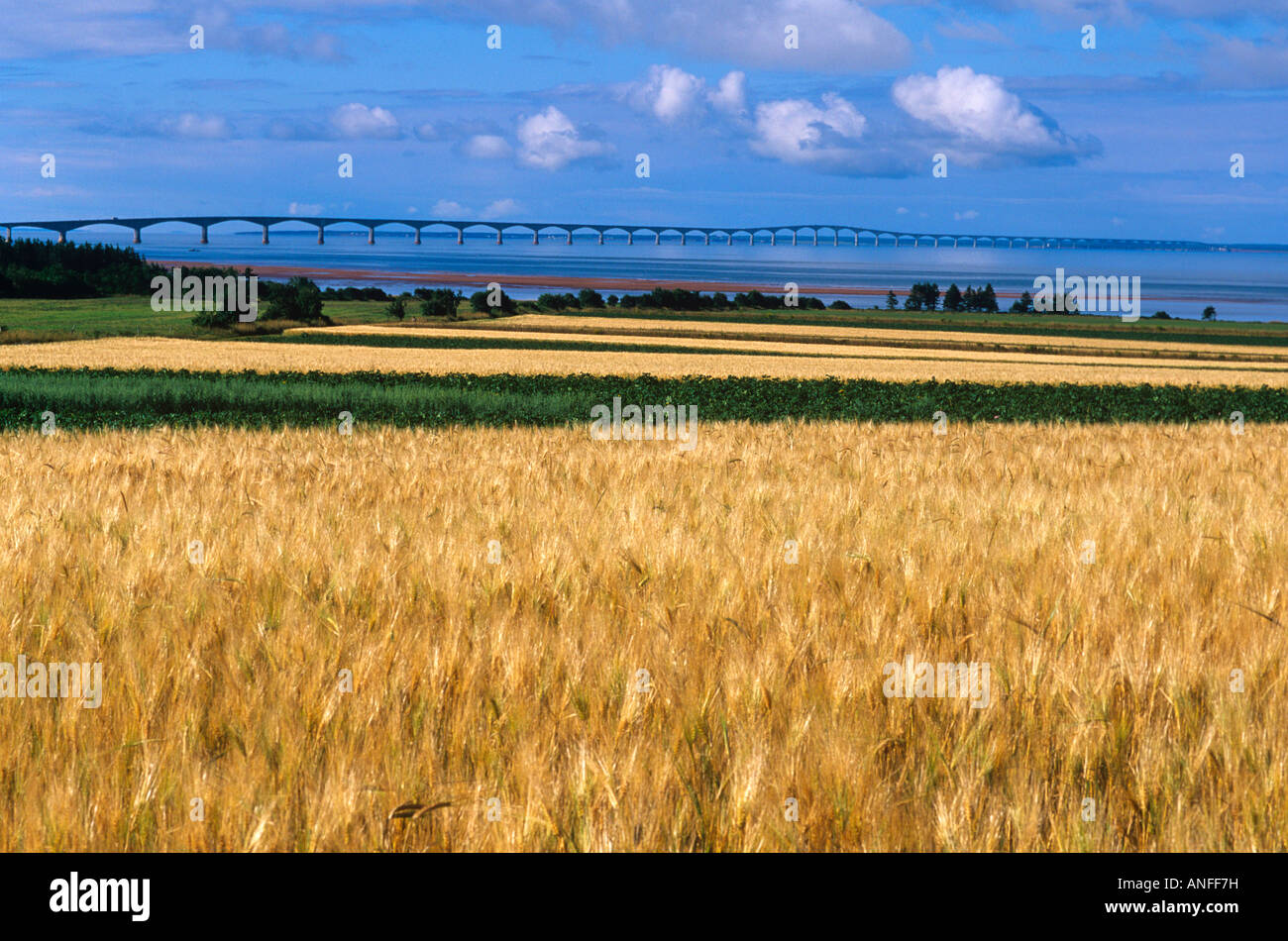 Confederation Bridge from Seven Mile Bay, Prince Edward Island, Canada Stock Photo