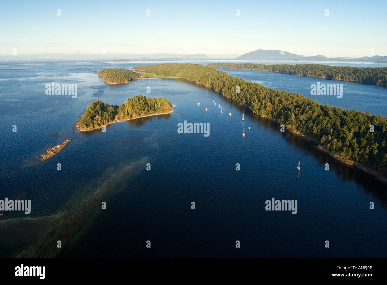 Tumbo & Cabbage Islands from the air, Gulf Islands National Park