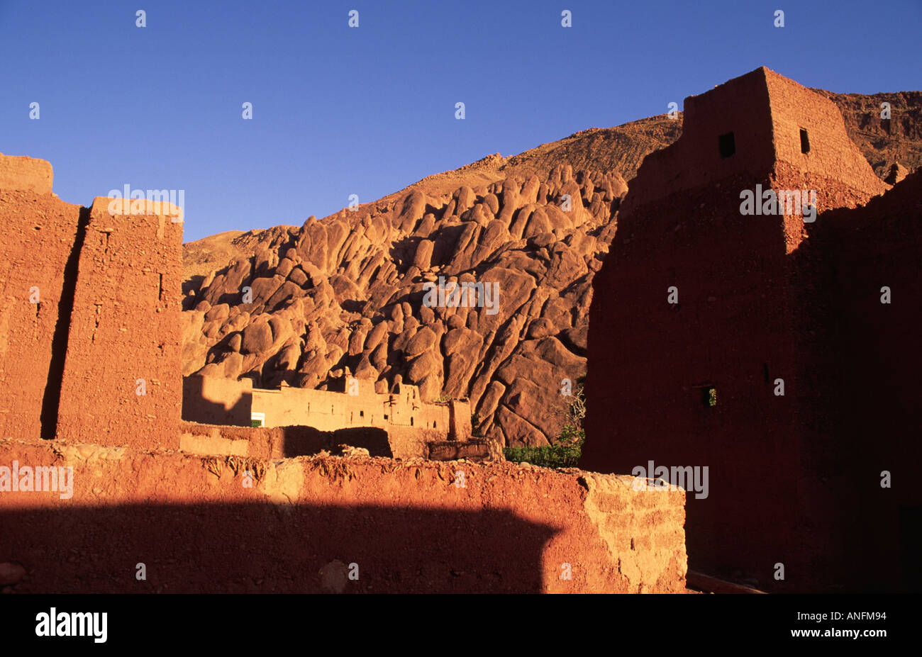 Kasbah and adobe houses, Vallee du Dades. Morocco Stock Photo